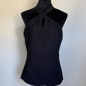 White House Black Market Black Keyhole Blouse